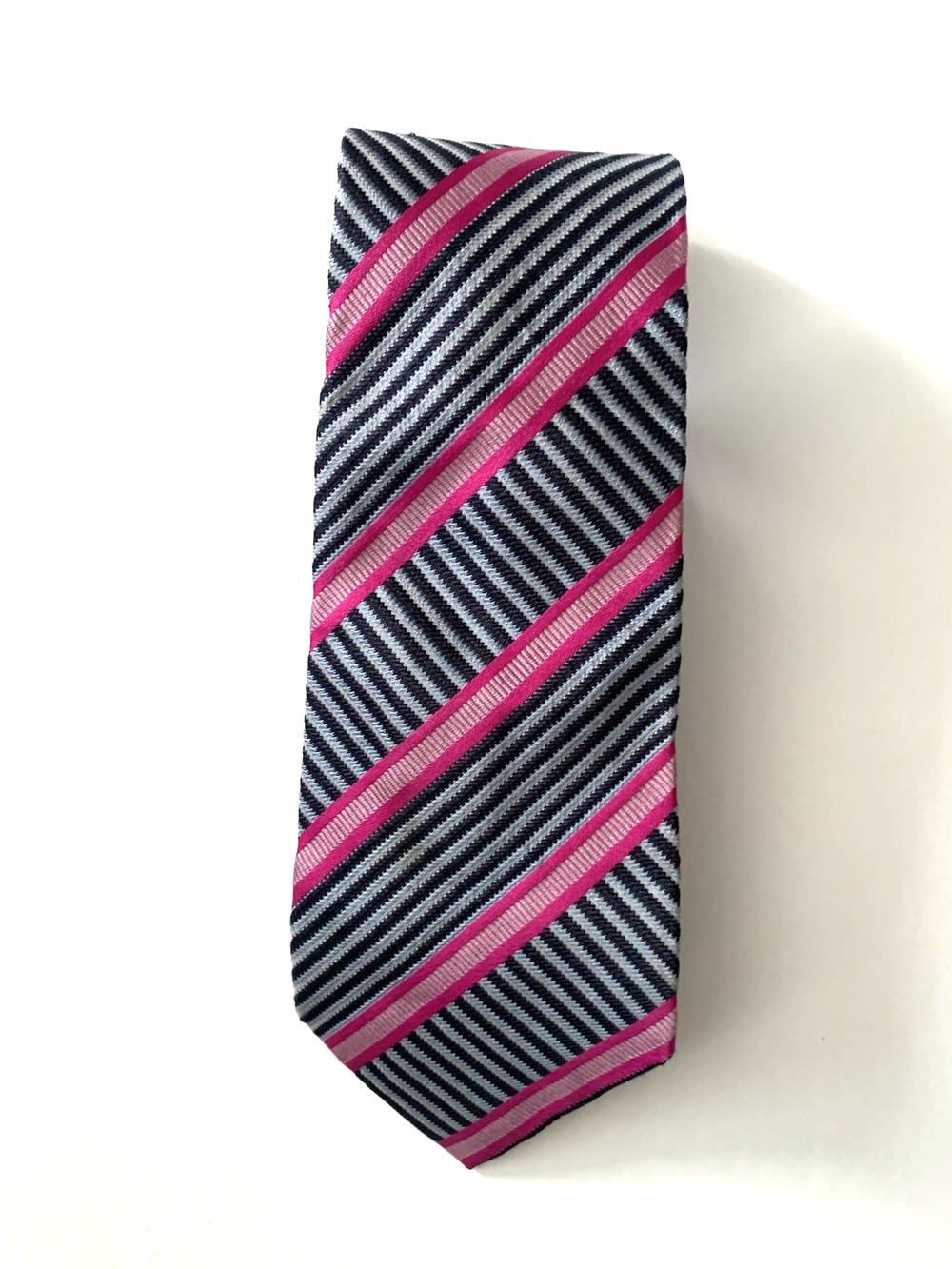 Paul Smith Tie ( Classic blue and hot pink stripes that pop) Made in England